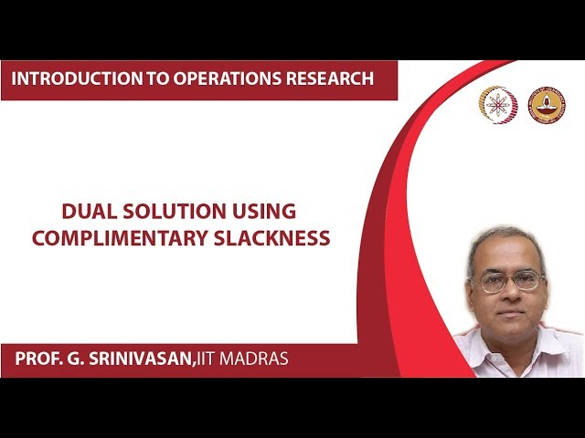 Dual solution using complimentary slackness