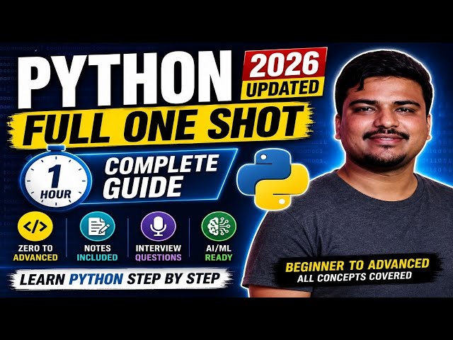 Python Tutorial for Beginners 2026 | Full One Shot Course | Zero to Advanced