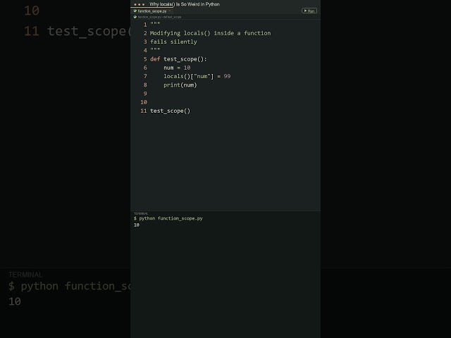 The Weirdest locals() Bug in Python Explained ⏱️ #python #programming #software #coding