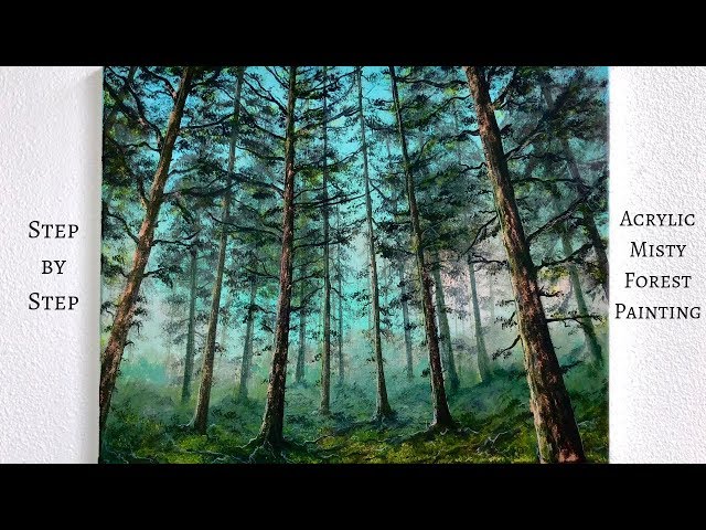 Misty Forest STEP by STEP Acrylic Painting Tutorial (ColorByFeliks)