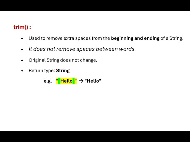 What is trim() Method in Java? | Java Interview Question | Remove Space From String.
