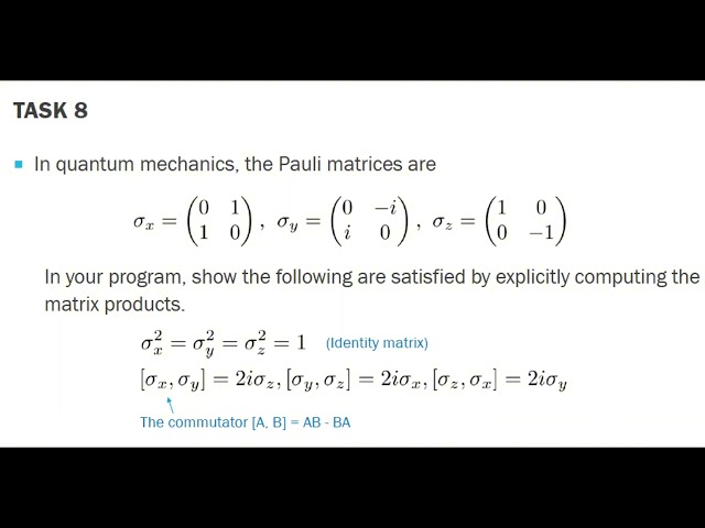Algebraic verification of Pauli matrices Using Numpy Array and Dot - Python Physics - Pauli矩陣的代數驗證