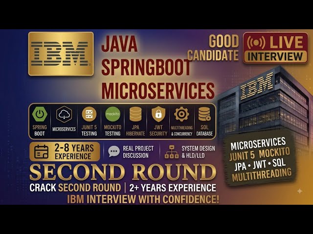 🔥 IBM | Java Developer Interview | 2-6 Years Experience | Spring Boot | Microservices | SQL | MySql