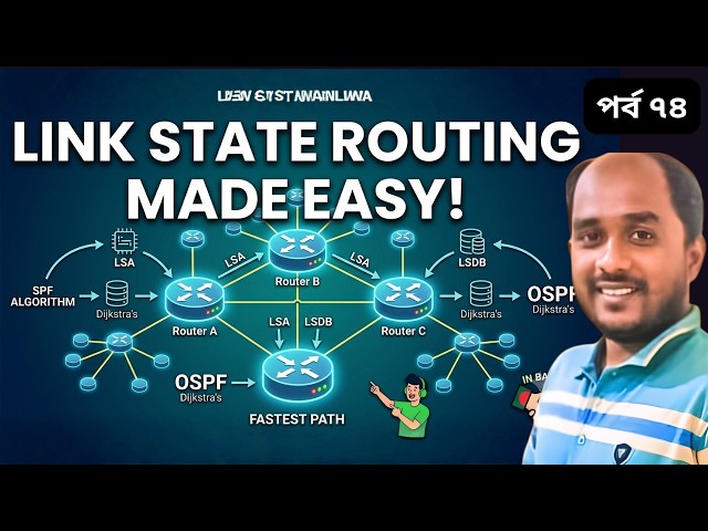 Link State Routing Explained in Bangla | OSPF, LSA, LSDB, SPF Algorithm (Dijkstra) | CCNA Tutorial