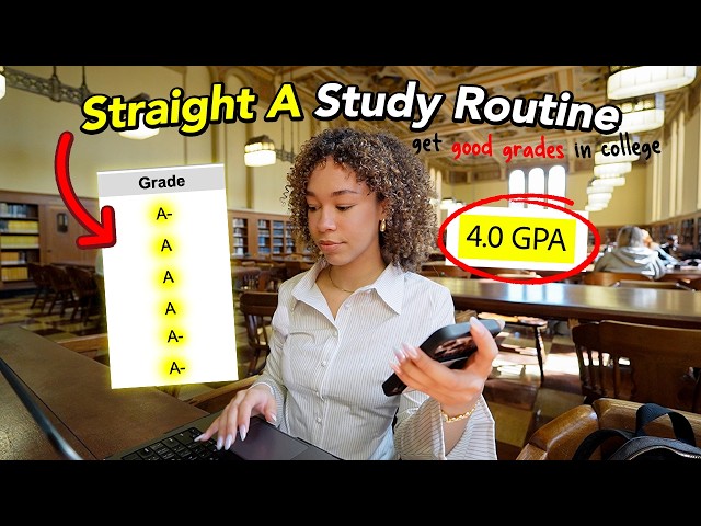 How to get GOOD GRADES in COLLEGE ✅ straight A student study routine + organization tips