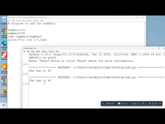 Python Program add two numbers