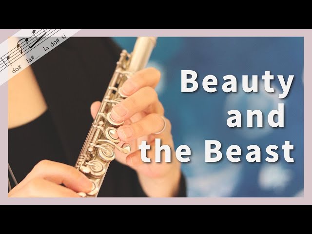 Flute cover of "Beauty and the Beast" with on-screen sheet music