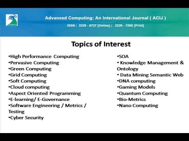 Advanced Computing: An International Journal (ACIJ)