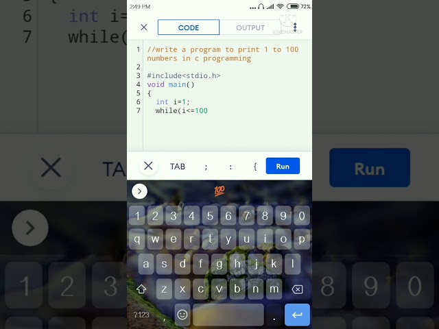 write a program to print 1 to 100 in c programming. #shorts #youtube