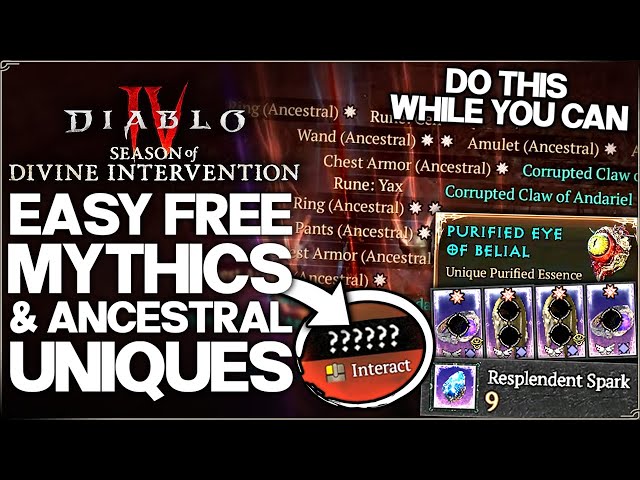 Diablo 4 - New OP Discovery - Easy Free Mythic Uniques & Ancestral Legendaries - Season 11 Guide!