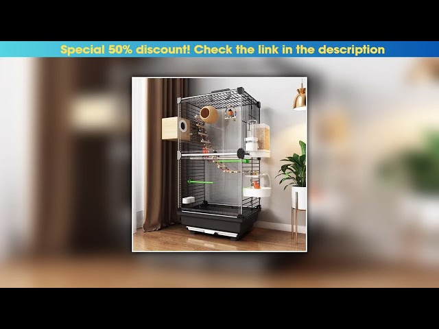 Today Only Transparent Ornamental Cage Parrot Bird Cage Double-layer Large Space Bird Supplies Easy