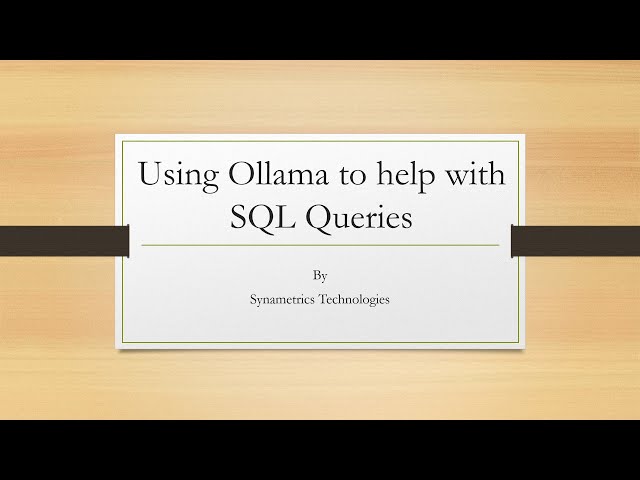 Using Ollama to help maintain, understand, write SQL queries, and design relational databases.
