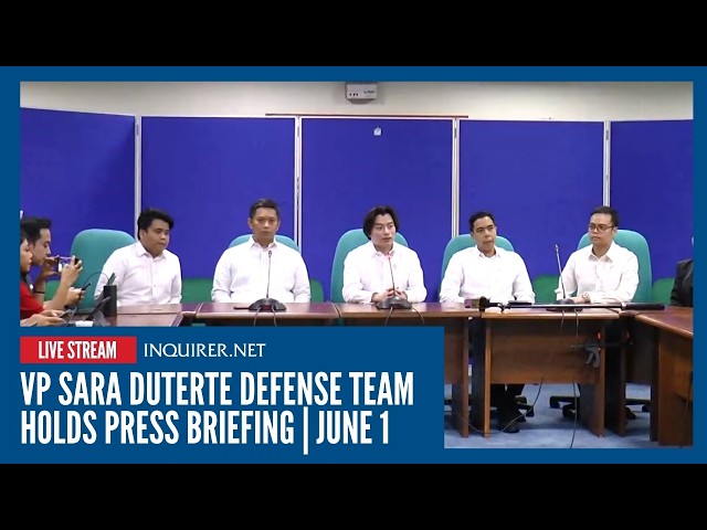 LIVE: VP Sara Duterte defense team holds press briefing | June 1