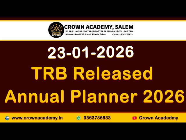 2026 TRB Annual Planner Released (Link Given in Description)