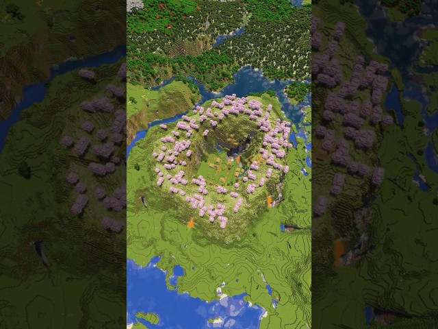 This Minecraft Cherry Grove Circle Seed Has A Village In the Middle!