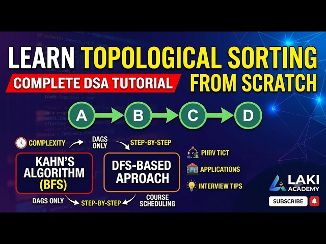 Topological Sorting Explained with Example | Kahn's Algorithm & DFS | Data Structures & Algorithms