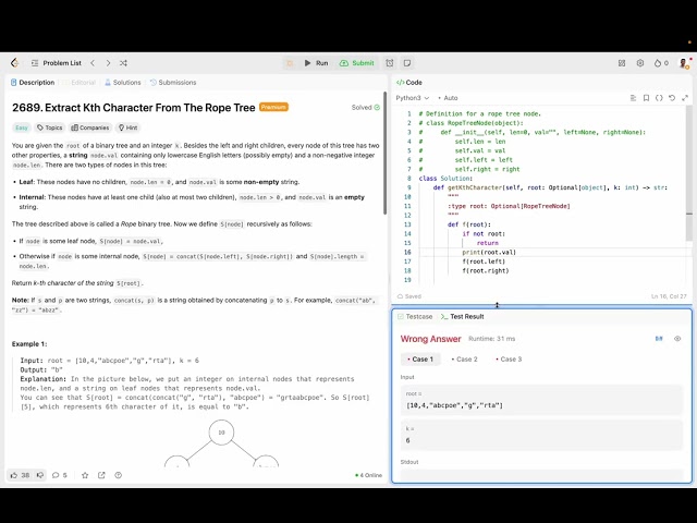 Extract Kth Character From The Rope Tree