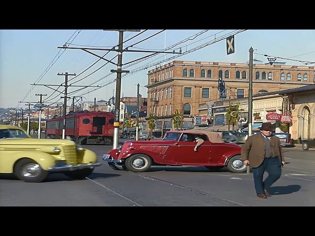 California 1940s in color, Oakland, Berkeley [60fps,Remastered] w/sound design added
