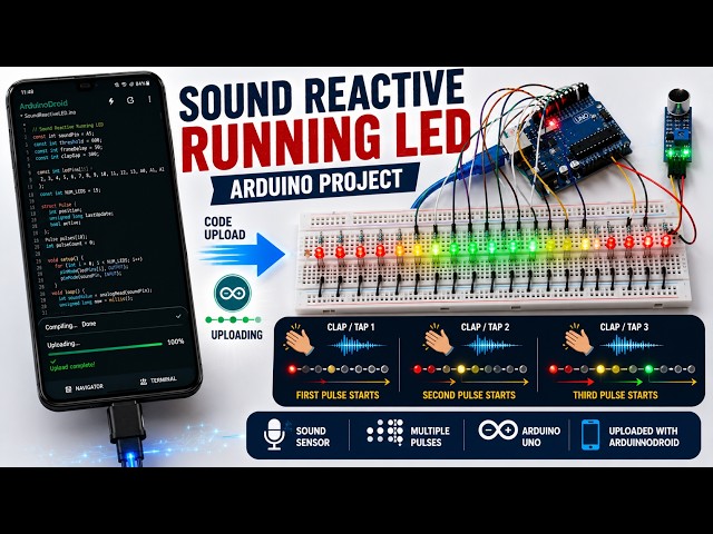 Sound Reactive Running LED with Arduino | Clap Controlled LED Project 