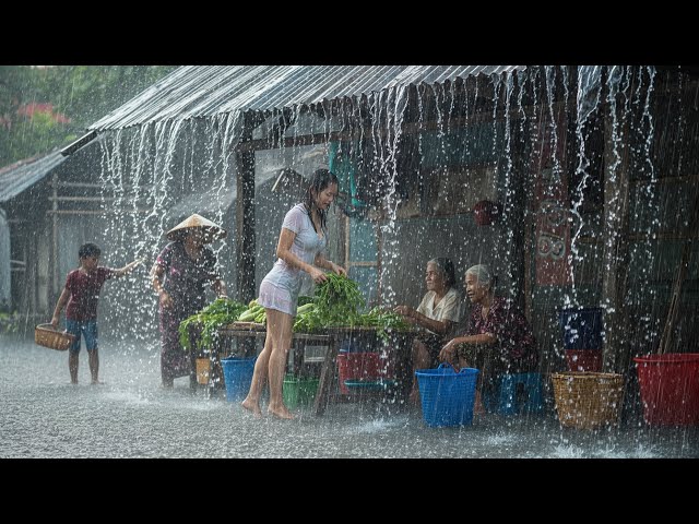 SCARY !! 🌧️⚡ Extreme Thunderstorms and Heavy Rain in Red Soil Village | Rain Sounds for Insomnia