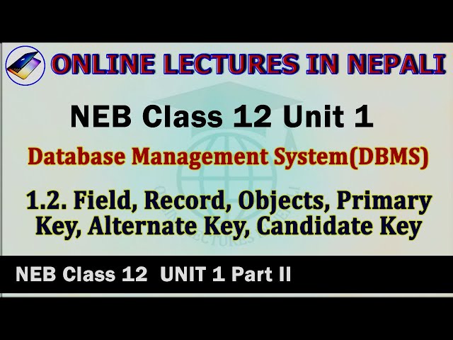 2. Field, Record, Objects, Primary, Candidate & Alternate Key||NEB Class 12||UNIT 1||
