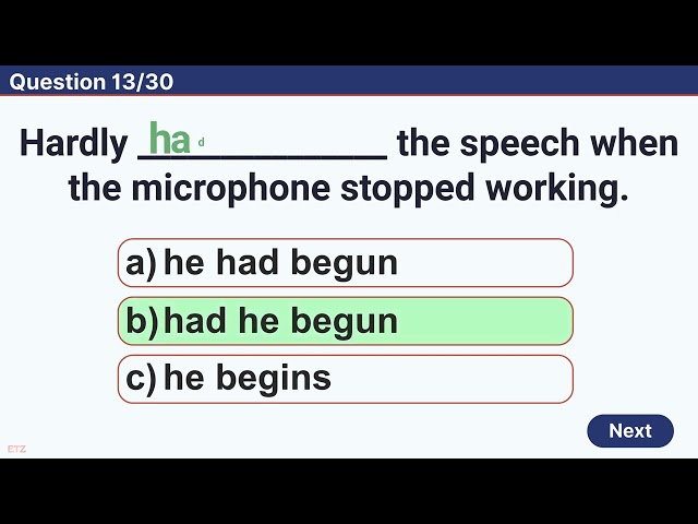Tenses, Conditionals & Advanced Grammar | English Grammar Test | 30 MCQs with Answers & Explanations