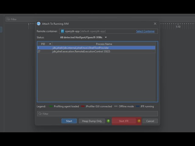 Recording JFR snapshots with JProfiler