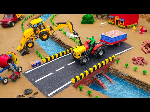 DIY Mini Tractor  &  JCB Making Real Concrete Bridge | Underground Home Pipe Science Project |