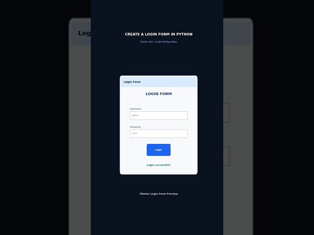 Login Form In Python Using Tkinter Module #shorts #loginform #python #tkinter #module