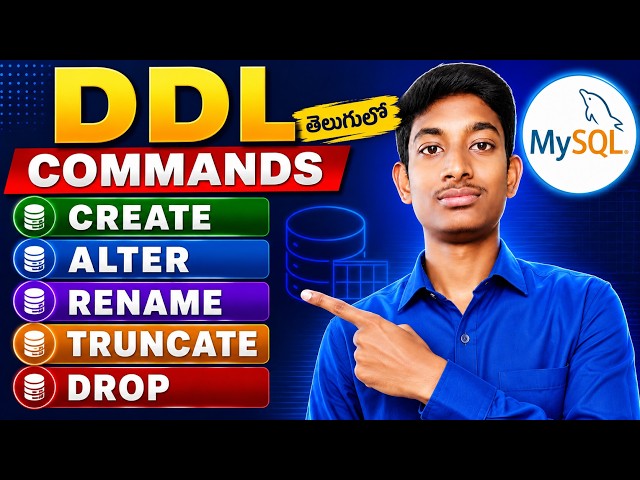 MySQL DDL Commands in Telugu | CREATE, ALTER, RENAME, TRUNCATE & DROP Explained with Examples