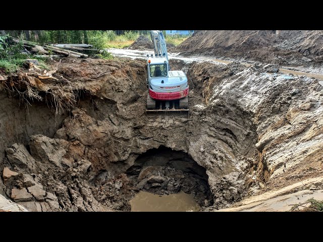 Digging a water well,  as deep as manageable