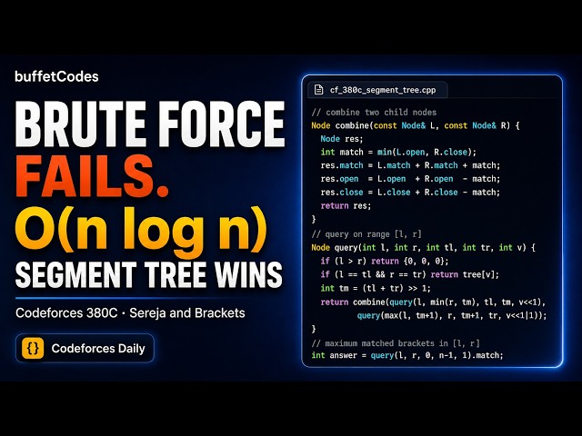 Codeforces 380C – Sereja and Brackets | Segment Tree Solution Explained