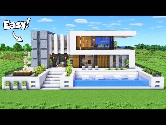 Minecraft: How to Build a Modern House Tutorial (Easy) #84 - Interior in Description!