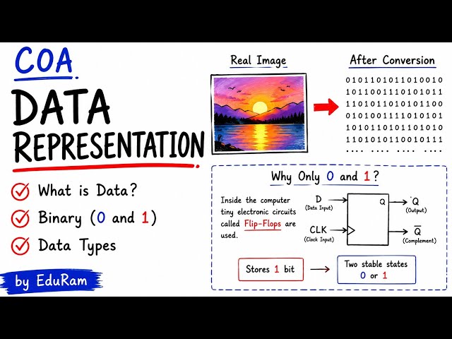 Data Representation Explained | Data Types & Binary (0 and 1) | COA | Easy Explanation
