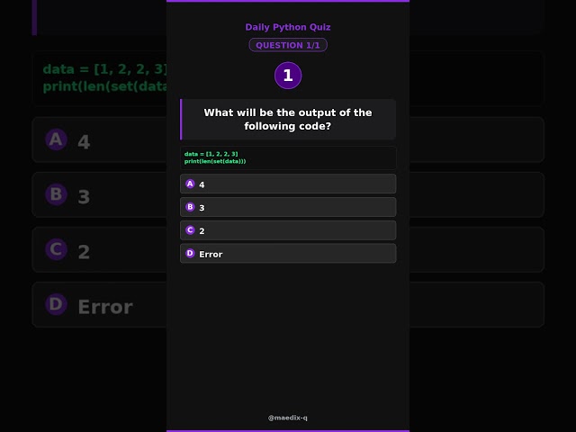 Python Quiz: What Does len(set(data)) Print?