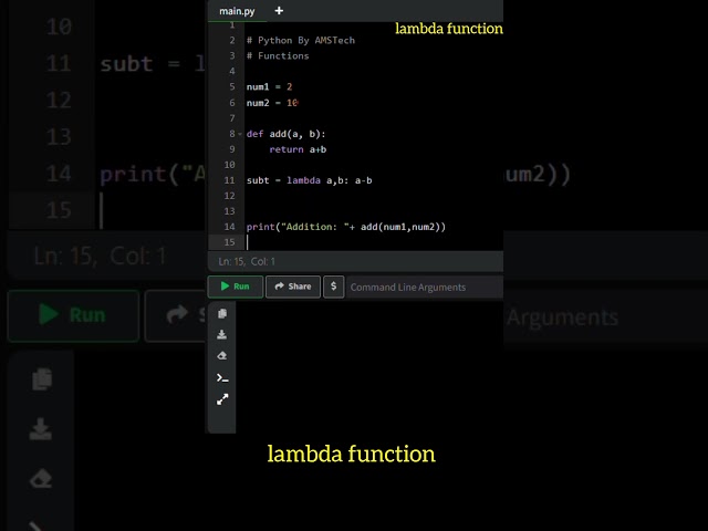 Python lambda function #programming #javascript #python #coding #developer #coder  #coding #shorts