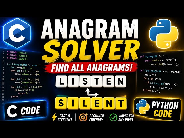 🔥 Anagram Program in C and Python | Step-by-Step Explanation for Beginners