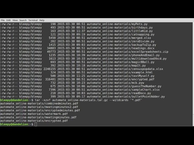 Lesson 8: Using tar part 2