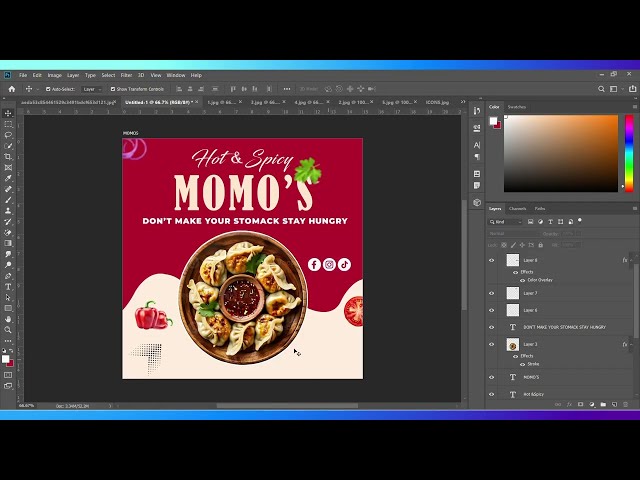 MOMOS TEMPLATE DESIGNING IN ADOBE PHOTOSHOP FOR RESTAURANT || #photoshoptutorial #graphicdesign