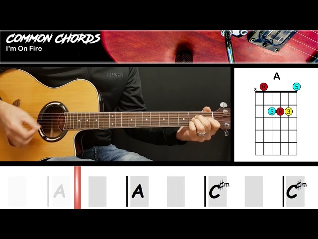 I'm On Fire - Bruce Springsteen | EASY GUITAR LESSON | Scrolling Chords & Lyrics