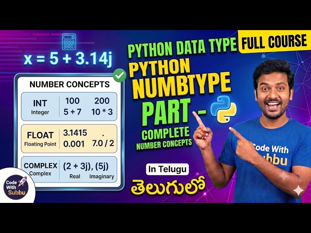 Number datatypes in python in Telugu. #live #mernstack #livestream #python  #coding #pythonprogram