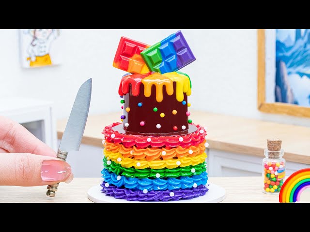 🦄 Magical Rainbow Cake 🌈 Delicious Tiny Rainbow Buttercream Chocolate Cake🌈HT Mini Cakes
