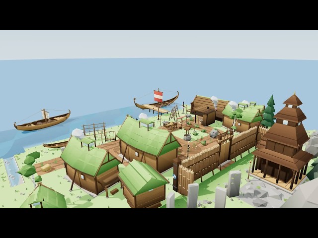 Three.js Viking Fjord Pack — 63 Low Poly Models (R3F)