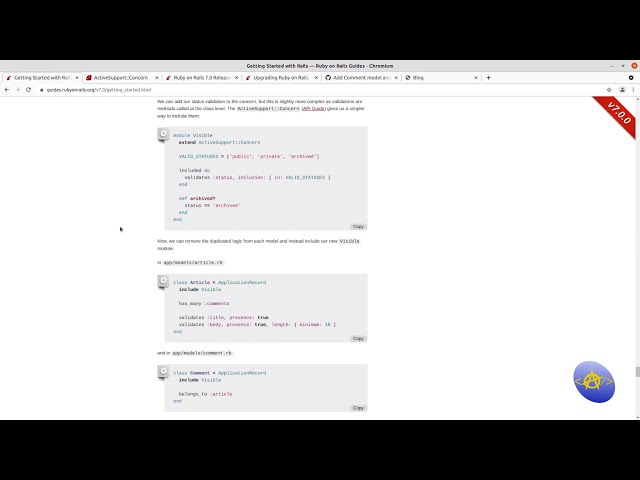 Codecast: Getting Started with Rails 7 16: Refactor Repeated Code Using Concerns