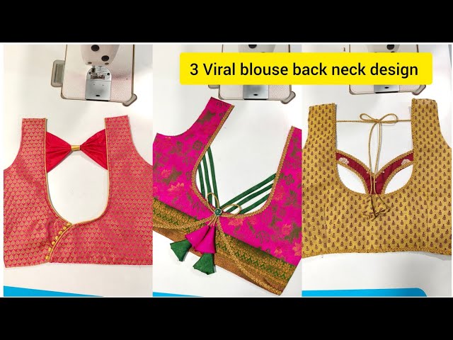 3 latest model blouse back neck design cutting and stitching full tutorial #blouse #backdesign