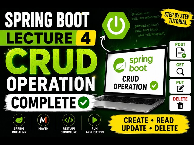 Spring Boot Lecture 4 | Complete CRUD Operations (POST, GET, PUT, DELETE)