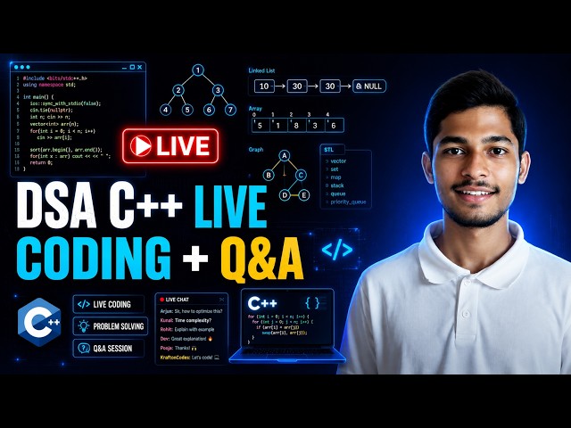 Live DSA C++ Stream | Grind for Leetcode | Krafton Codes Live