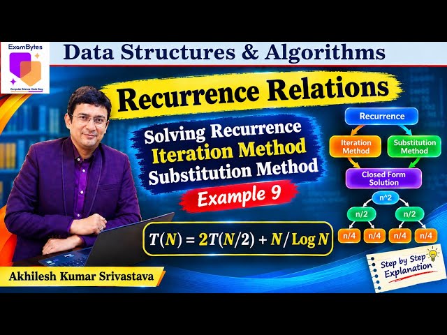 Solving Recurrence Relations Using Substitution Method | T(N) = 2T(N/2) + N / LogN | Example 9 | DSA