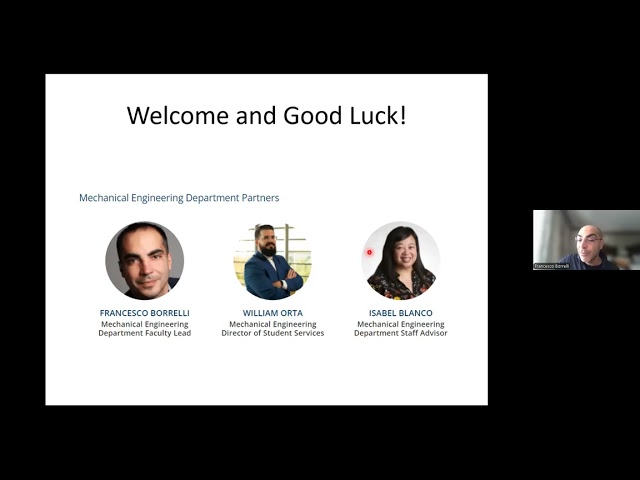 Class of 2026 Mechanical Engineering (ME) MEng Online Welcome Session - April 4, 2025