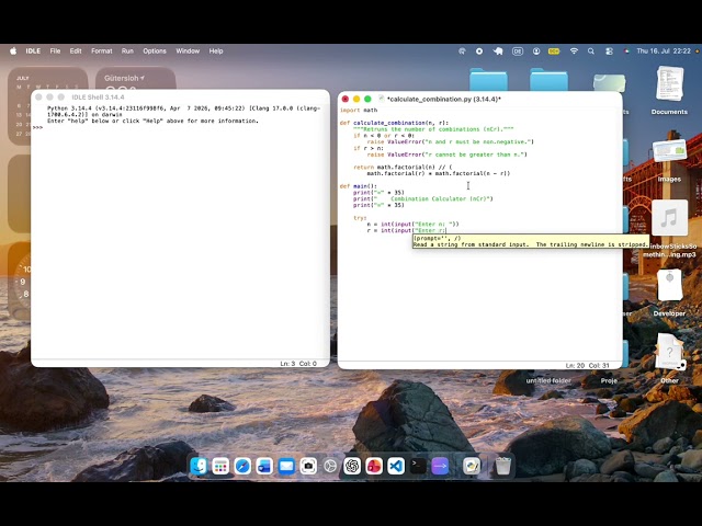 Python Coding ASMR | Writing a Combination Calculator